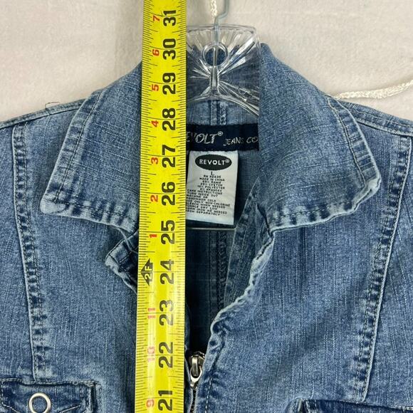 Revolt Women's Size Large Jumpsuit Vintage 90s Denim Western Retro Flare Belted - Picture 9 of 11